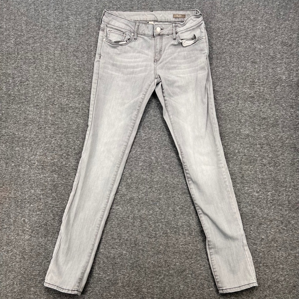 Mango Alice Slim Jeans Womens 8 Light Gray Mid Rise Faded Denim Skinny Pants